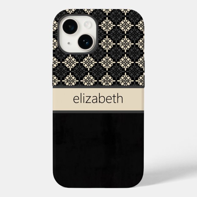 Capa de telefone Floral Preta Personalizada (Verso)