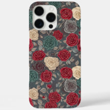 Capa de telefone floral vermelha e azul-turquesa M