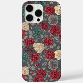 Capa de telefone floral vermelha e azul-turquesa M