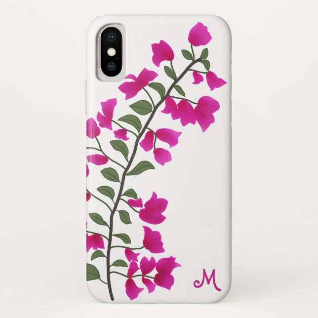 Capa de telefone Fuchsia Pink Bougainvillea Monogr (Verso)