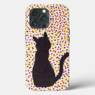 Capa de telefone - Gato Preto Contra Pontos Colori