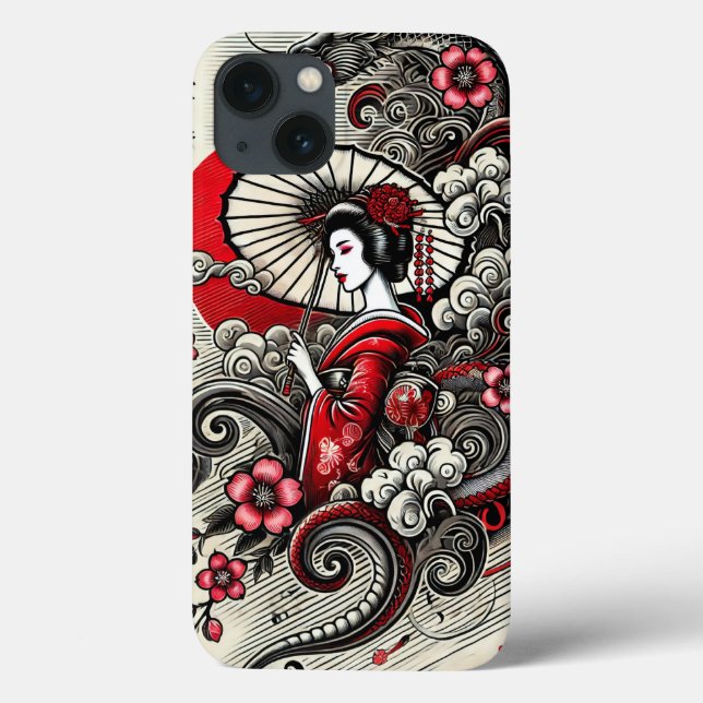 Capa de telefone Geisha Japonesa - Elegante Art (Verso)