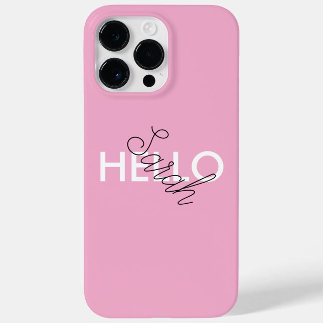 Capa de telefone "Hello" rosa personalizada com pe (Verso)