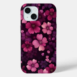 capa de telefone iPhone 15 com Design Floral Verme