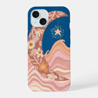 Capa de telefone lua, estrelas e ondas fofas e fun