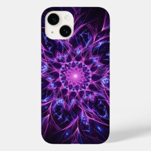 Capa de telefone Mandala Neon Roxa e Azul - Brilha