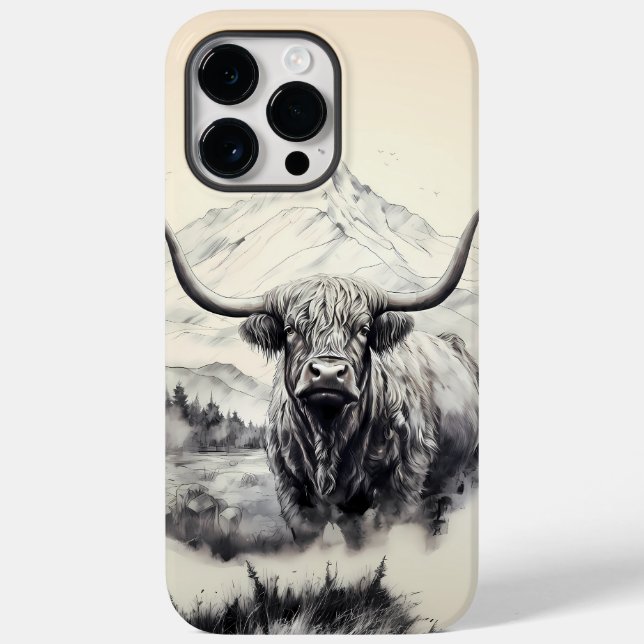 Capa de telefone Máxima do iPhone 14 Pro Cow Highl (Verso)