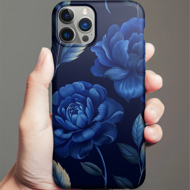 Capa de telefone Personalizada do Mar Flor Azul Pr (Deep Blue Flower Sea Personalized iPhone Case)
