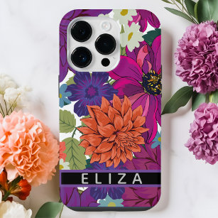 Capa de telefone personalizada do monograma floral