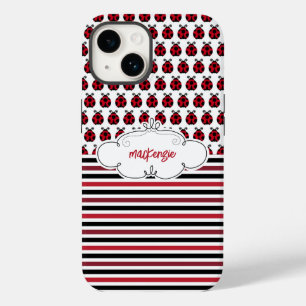 Capa de telefone Personalizada Ladybugs & Stripes
