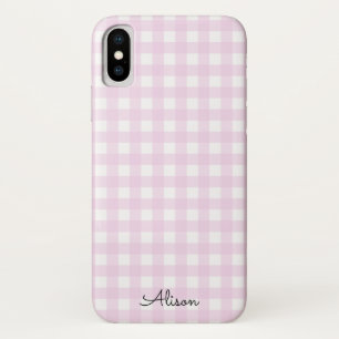 Capa de telefone personalizada Pastel Pink Gingham