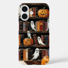 Capa de telefone prateleira de livros de Halloween