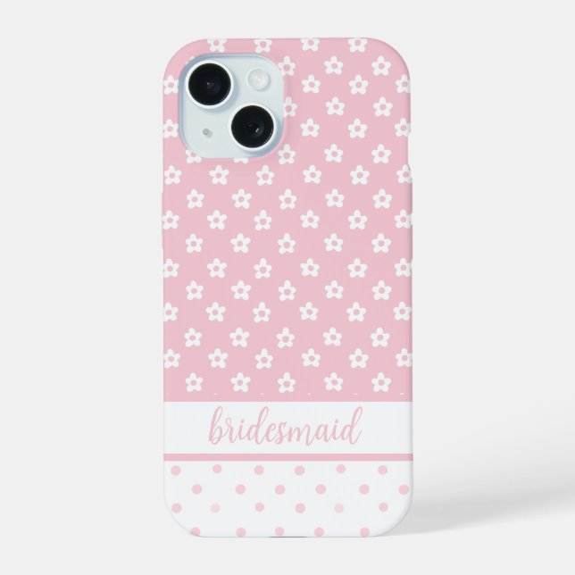 Capa de telefone rosa para madrinha de casamento (Verso)