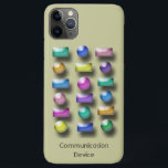 Capa de telefone - Três Botões Dimensionais<br><div class="desc">Os botões 3D,  em retângulos e círculos,  são mostrados em várias cores pastel. O texto "Dispositivo de Comunicação" é uma etiqueta na parte inferior.</div>