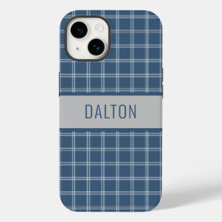 Capa de telefone Xadrez azul personalizada