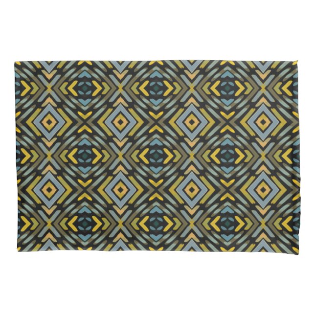 Capa de Travesseiro Azul Dourado Preto Piso de Pne (Frente)