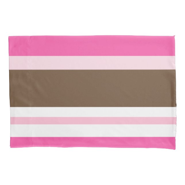 Capa de Travesseiro Listra Rosa e Marrom (Frente)