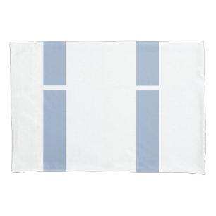 Capa de Travesseiro Listrada Branca e Azul