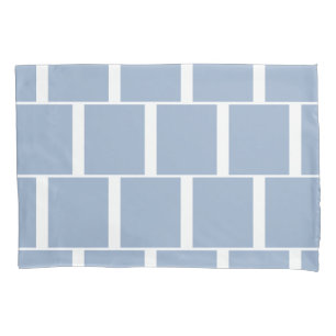 Capa de Travesseiro Quadrada Branca e Azul