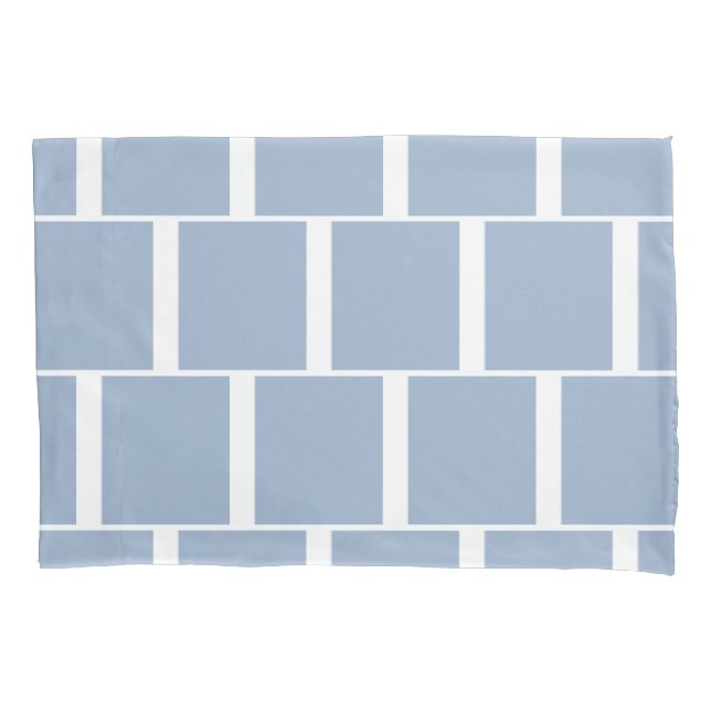 Capa de Travesseiro Quadrada Branca e Azul (Frente)