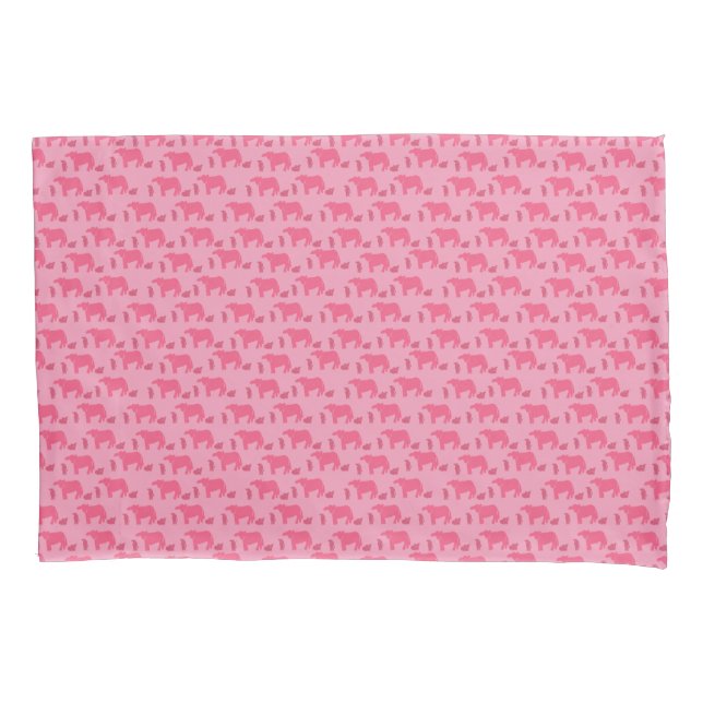 Capa de Travesseiro Rosa Desanimada Vacas Bezerros (Frente)