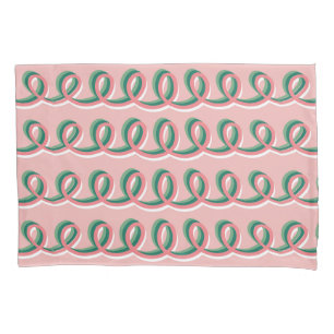 Capa de Travesseiro Rosa e Verde com Laços Fofos