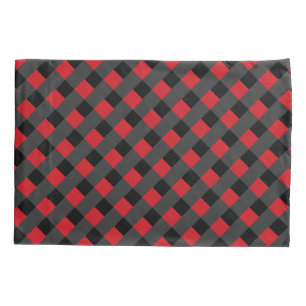 Capa de Travesseiro Xadrez Preto e Vermelho