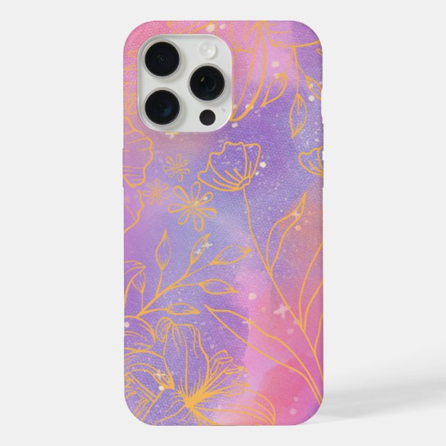 Capa elegante com flores para iphone 15 pro max. (Verso)
