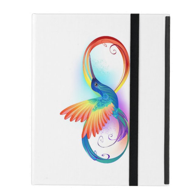 Capa iPad Arco-íris Hummingbird com símbolo Infinito (Frente fechado)