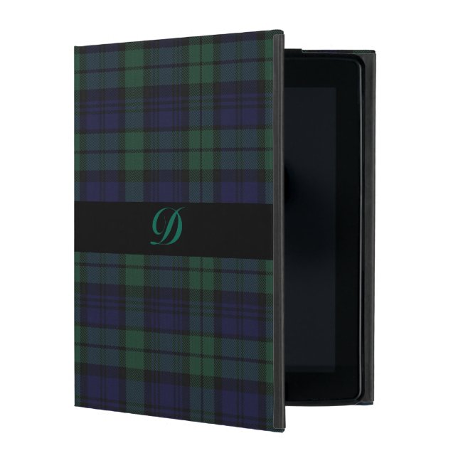 Capa iPad Mala iPad da Xadrez do Classic Black Watch Tartan (Frente)