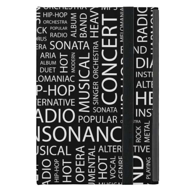 Capa iPad Mini Nuvem da palavra do teste padrão da MÚSICA (Frente fechado)
