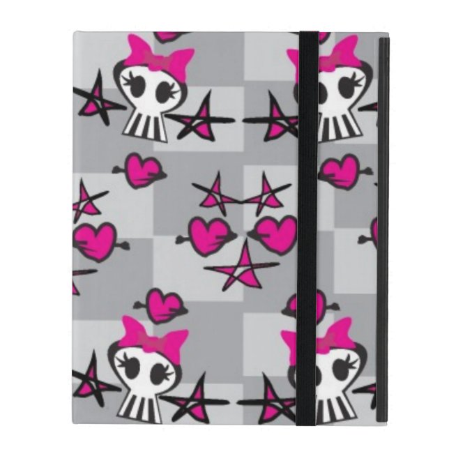 Capa iPad Teste padrão dos crânios de Emo (Frente fechado)