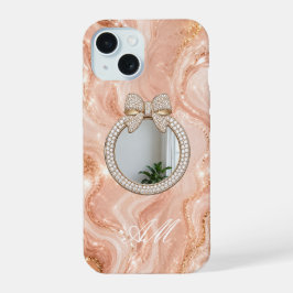 Capa iPhone 15 Mármore Dourado Rosa Nome Personali