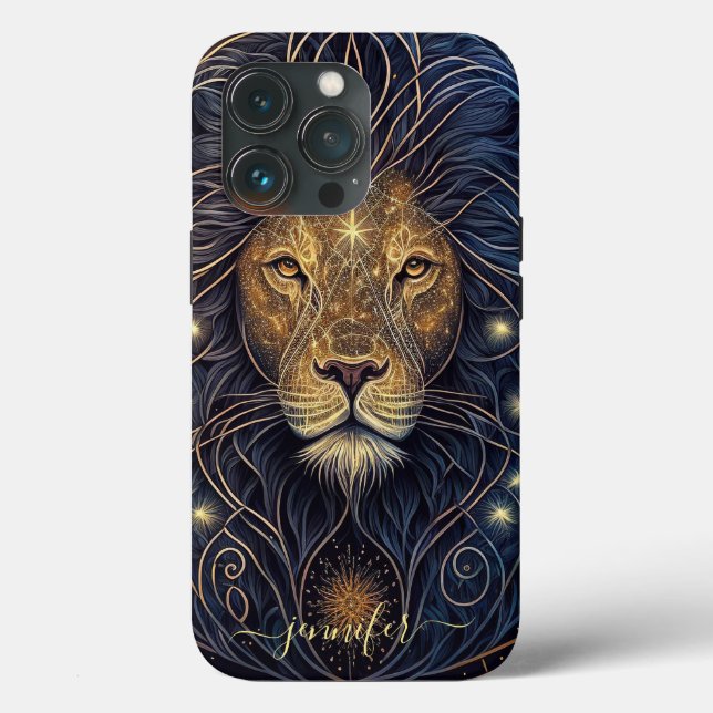Capa Leo zodíaco preto e dourado Case-Mate para iP (Verso)