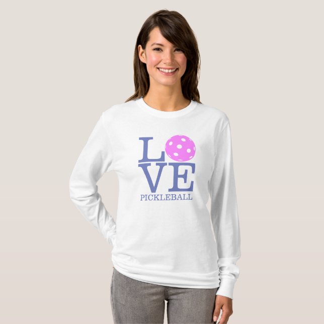 Capa longa do t-shirt do Pickleball das mulheres: (Frente Completa)