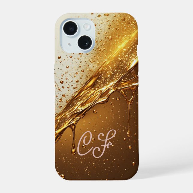 Capa Luxuosa Fluxo Dourado Brilho Líquido Gotejant (Verso)