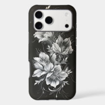 Capa Luxuosa Monocromática Floral para iPhone 17