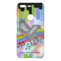 Notes, Paws, and Skyline Cat iPhone Case – Pastel