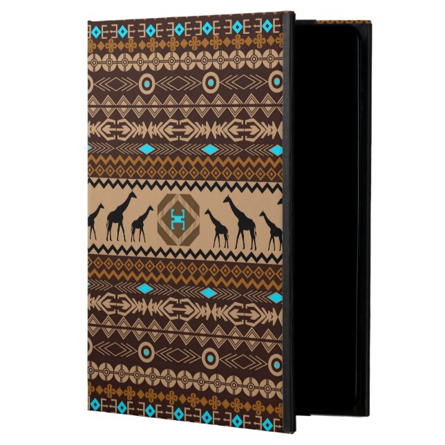 Capa Para iPad Air 2 Brow Beige & Turquoise Padrão Étnico Geométrico (Frente)