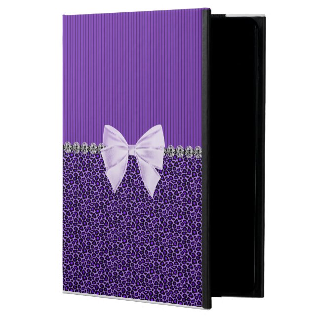 Capa Para iPad Air 2 Leopardo roxo com o diamante elegante do falso do (Frente)
