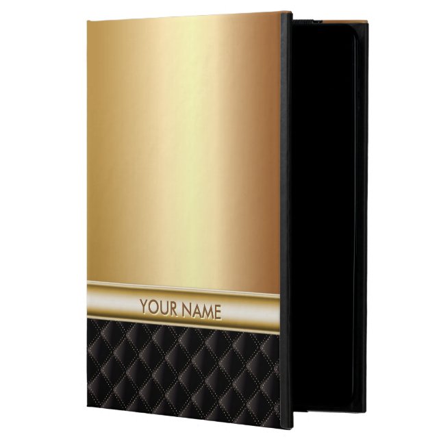 Capa Para iPad Air 2 Ouro luxuoso moderno com nome feito sob encomenda (Frente)