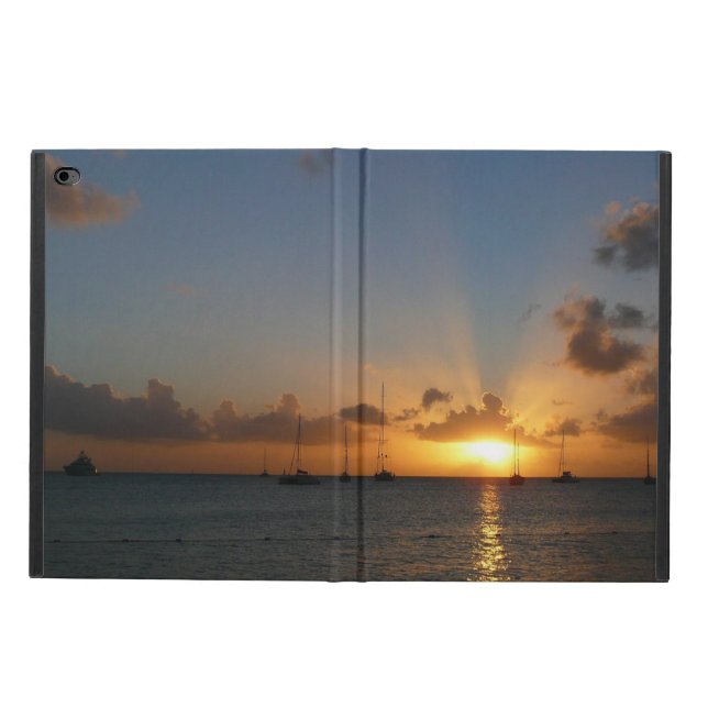 Capa Para iPad Air 2 Sunset com Imagem de Paisagem Tropical de Barcos d (Exterior)