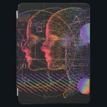 Capa Para iPad Air Artificial Intelligence and Virtual Reality concep<br><div class="desc">Artificial Intelligence and Virtual Reality concept. 3D human head made of pixels in neon holographic vivid colors on dark background. 
cyberpunk, human, artificial, mathematics, quantum, complex, computer, face, math, science, theory, equation, function, holographic, illustration, machine, spectrum, ai, algebra, blackboard, vintage, retro, illustration, </div>