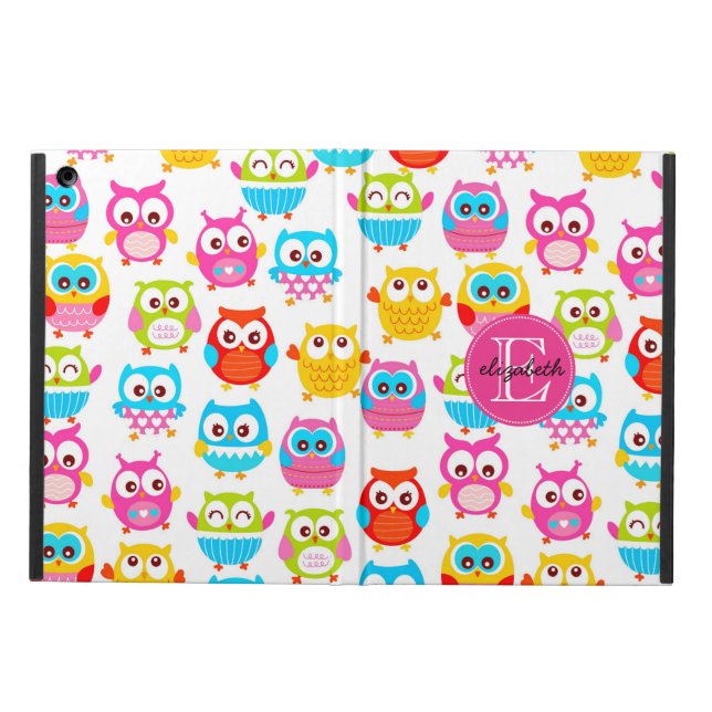 Capa Para iPad Air Corujas bonitos de Litte Monogrammed (Exterior)