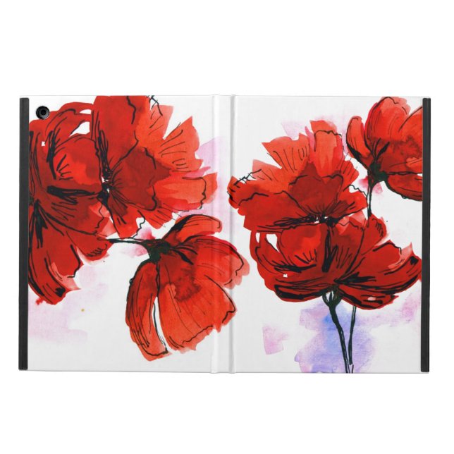 Capa Para iPad Air Fundo Floral Pintado com abstrato 2 (Exterior)