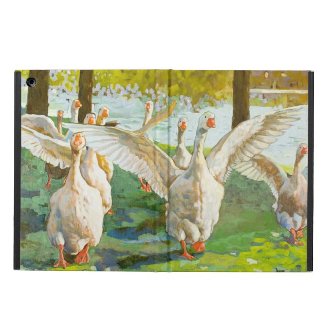 Capa Para iPad Air Geese Atravessando O Parque Verde (Exterior)