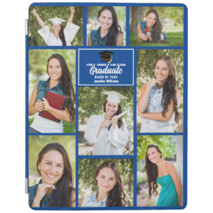 Capa Smart Para iPad Graduação da Colagem de Fotos do Formando Azul em 