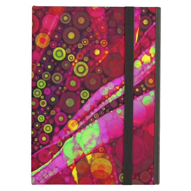 Capa Para iPad Air Mosaico do Círculo Concentrado Quente-Rosa Vibrant (Frente fechado)