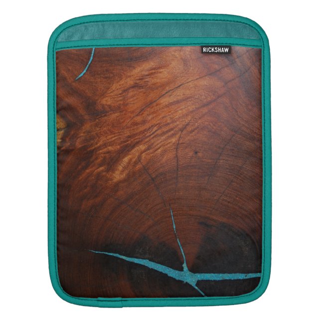 Capa Para iPad CAPA DE MADEIRA do iPAD do EMBUTIMENTO de TURQUESA (Frente)