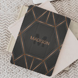 Capa Para iPad Mini Abstrato mínimo Dourado de luxo negro<br><div class="desc">Uma capa de ipad abstrato de estilo luxuoso legal com design geométrico preto e dourado. Personalize com seu monograma e nome.</div>